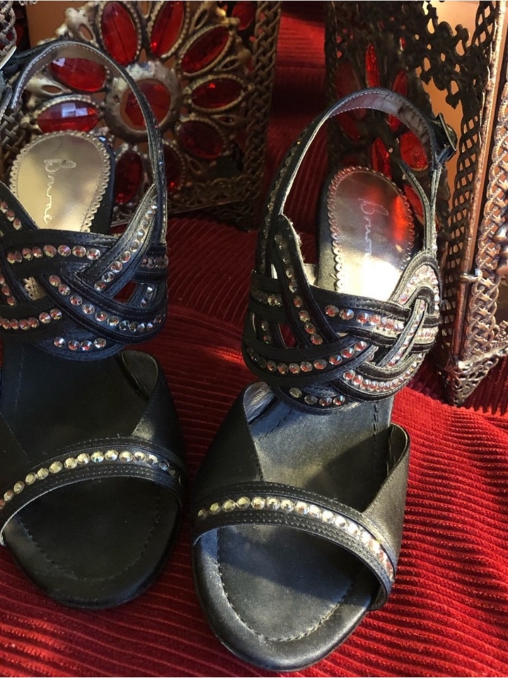 Cato Black Rhinestone Slingback Heels